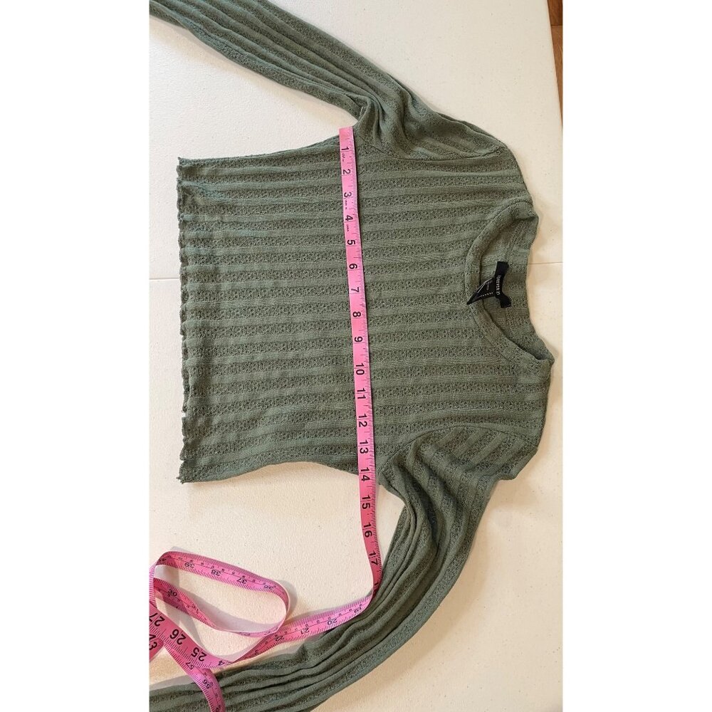 Vtg Y2K Forever21 Long Sleeve Pointelle Crop Top Size S Lettuce Hem Indie Grunge - Picture 5 of 11